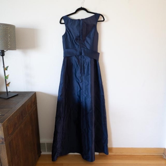 Alfred Snug D811S Off the Shoulder Draped Wrap Satin Maxi Midnight - Picture 6 of 6